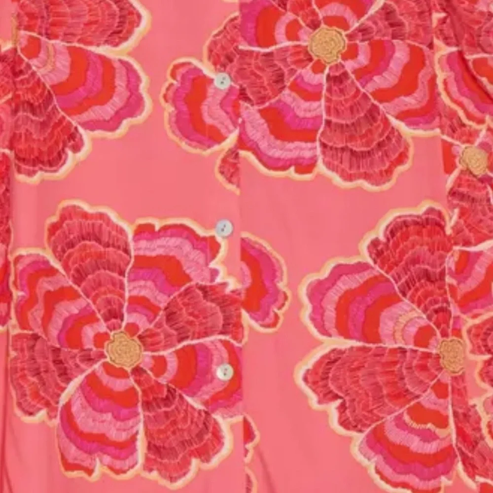 DR2 by Daniel Rainn Dandelion Maxi Skirt Pink Red Flowers Buttons Elastic 2XPlus